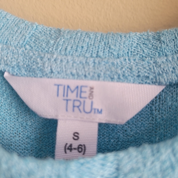 Time and Tru Light Blue Ribbed Sleeveless Twist Front Tank Top Small - Picture 2 of 4